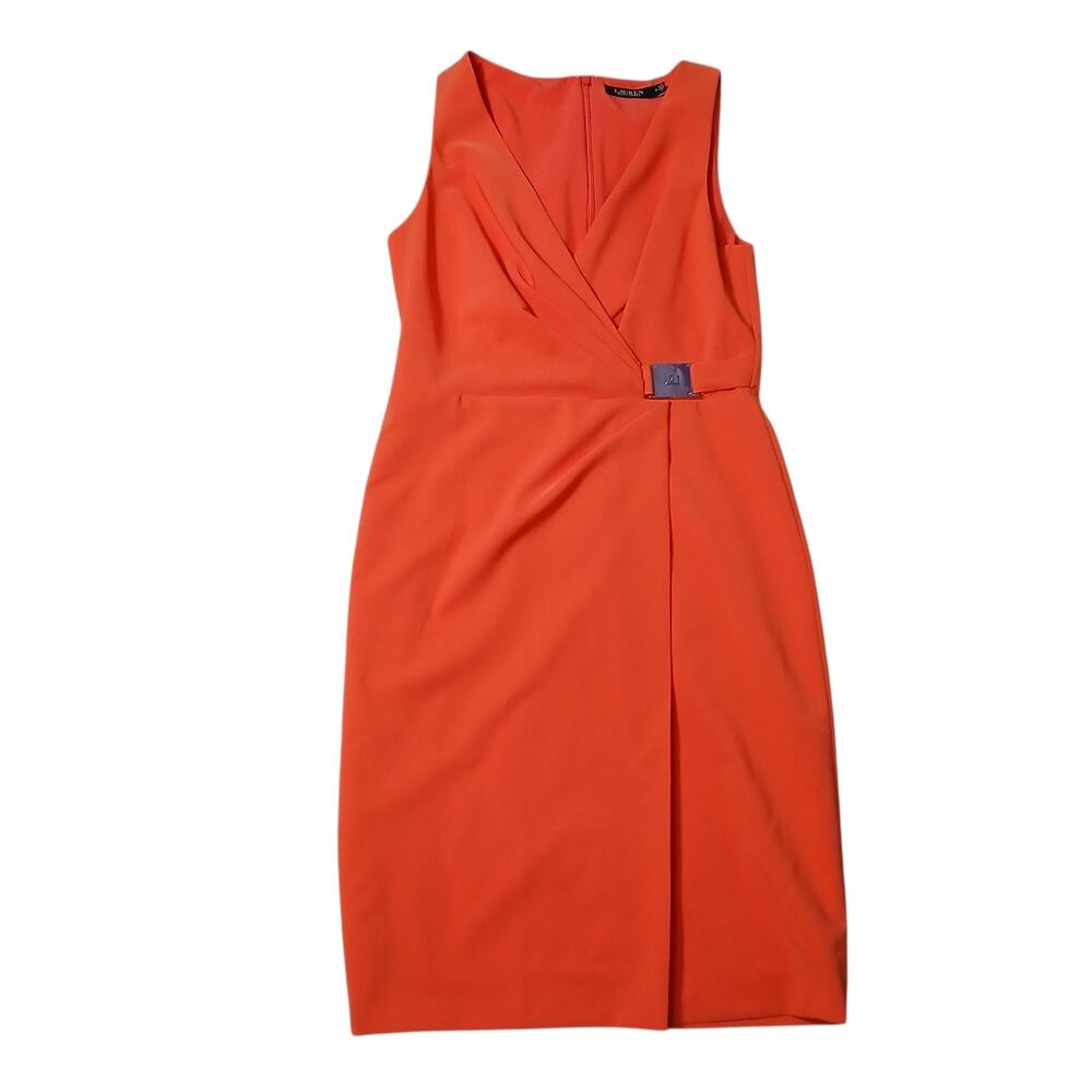 Lauren Ralph Lauren Sleeveless Crepe Cocktail‎ Dress Hyannis Port Orange Size 8